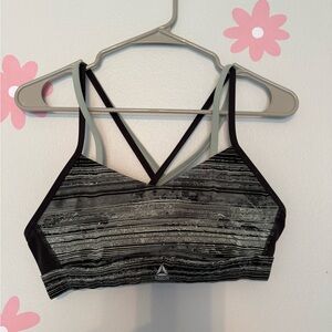 Reebok Women's Striped Black and Gray Sports Bra